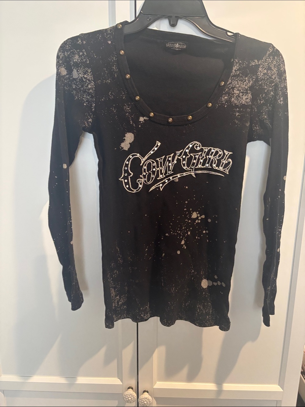 Skinny Minnie Black 'Cowgirl' Long Sleeve Tee